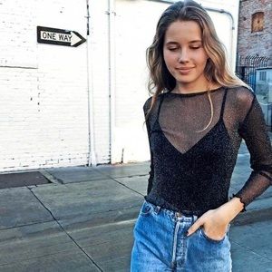 Brandy Melville Sheer Sparkle Long Sleeve top